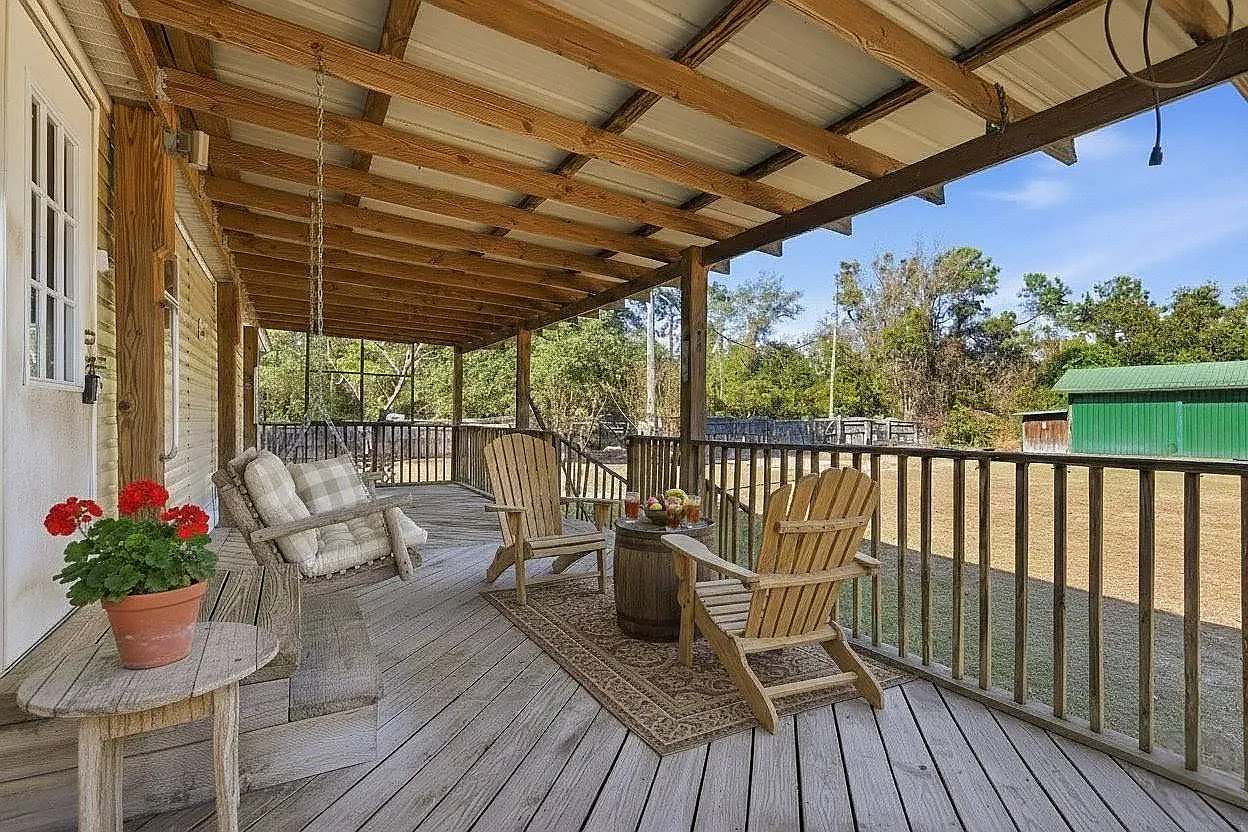 Covered front porch — the sitting end