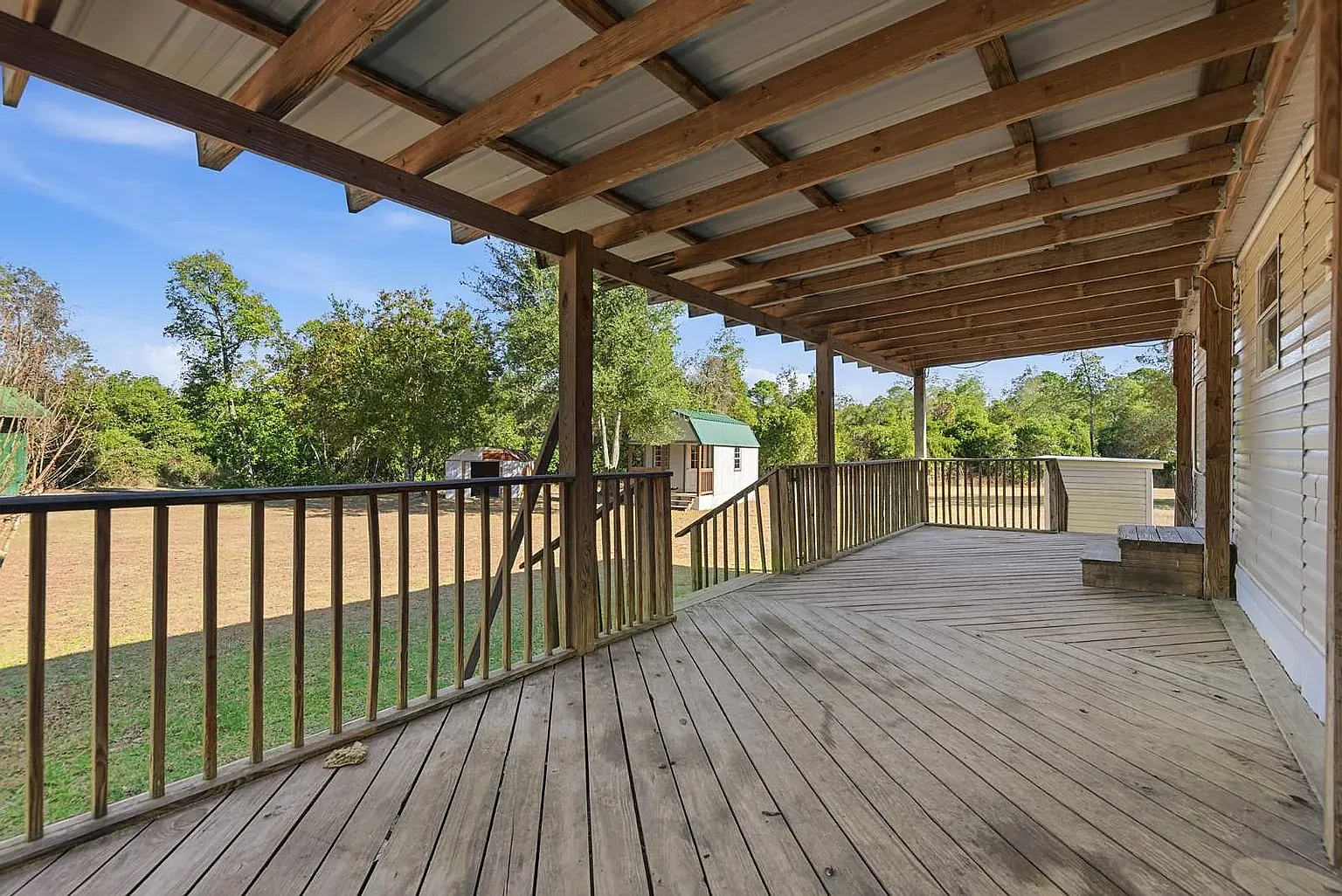 Off the deck, looking across the back lawn