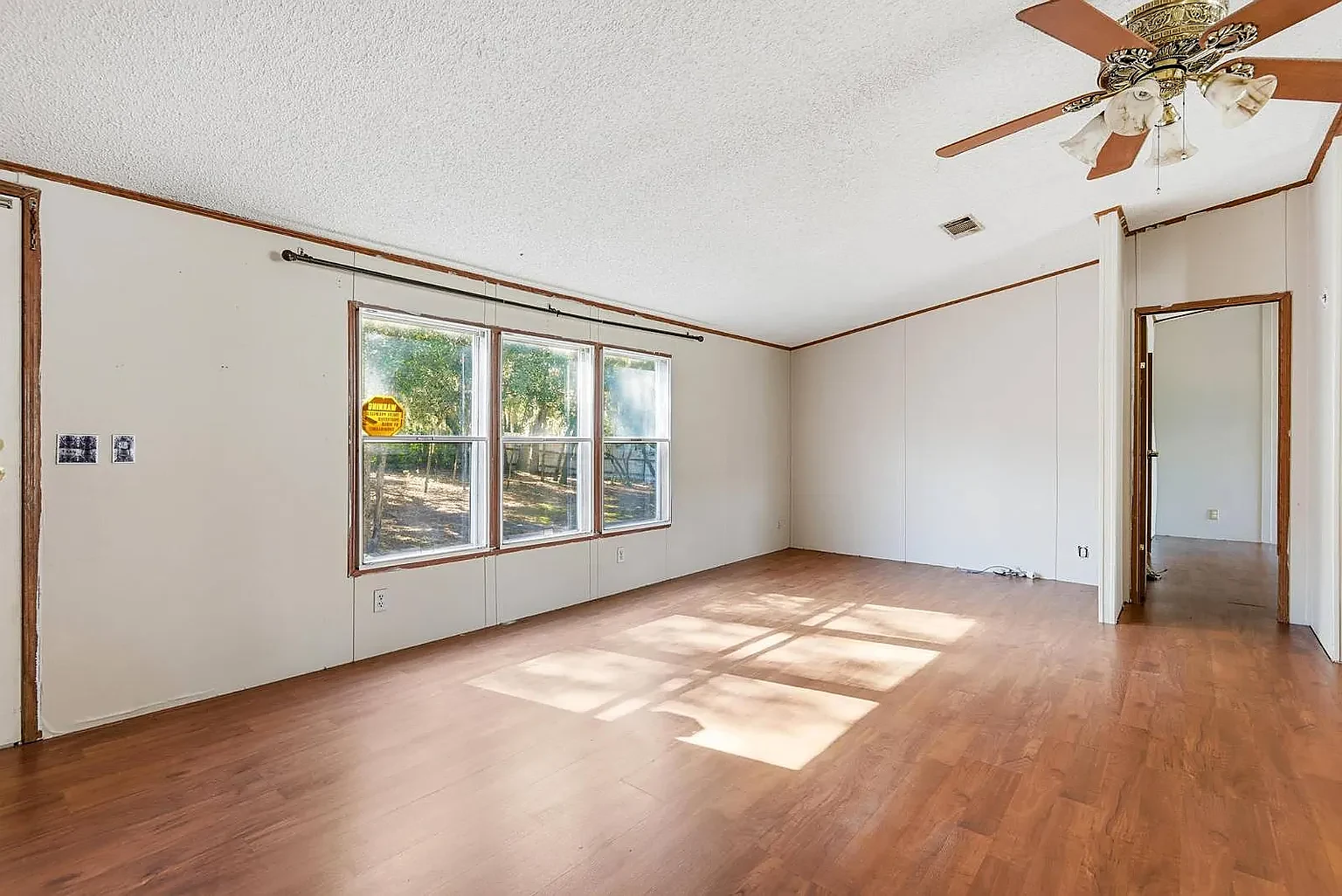 Bedroom with double window
