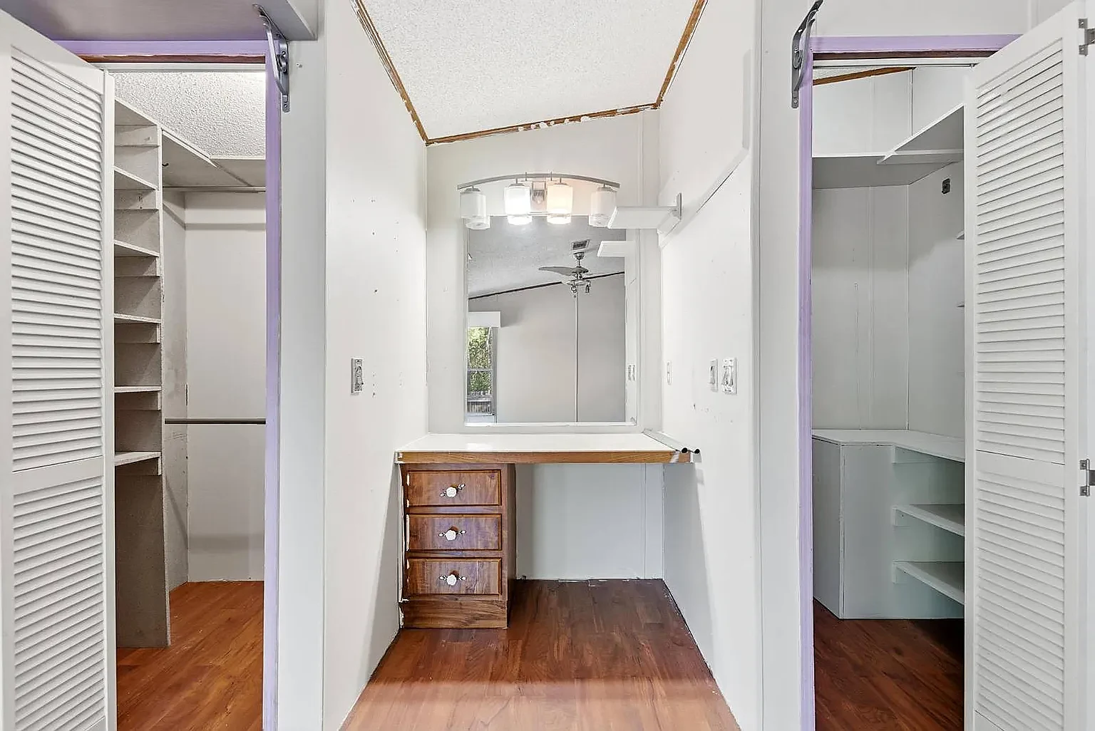 Walk-in closet with built-in vanity