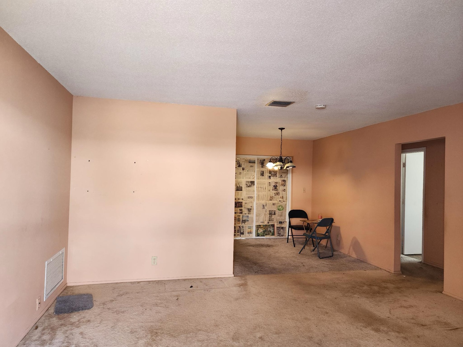 Living room, cleared to the slab